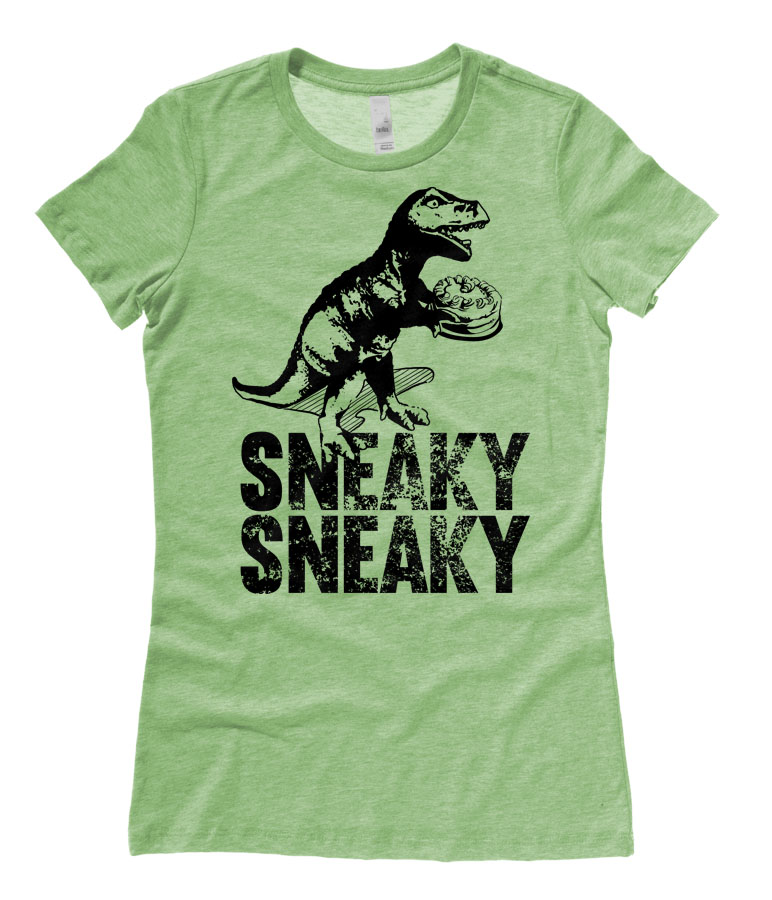 Sneaky Dino Ladies T-shirt - Heather Green