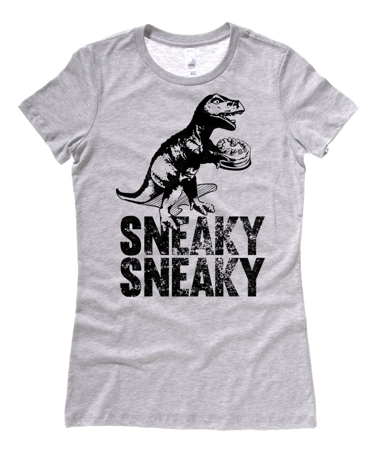 Sneaky Dino Ladies T-shirt - Light Grey