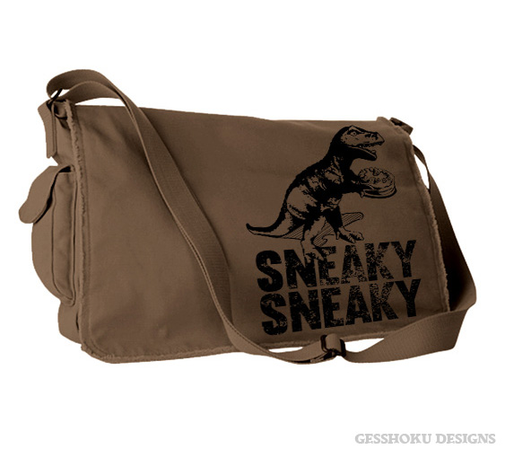 Sneaky Dino Messenger Bag - Brown