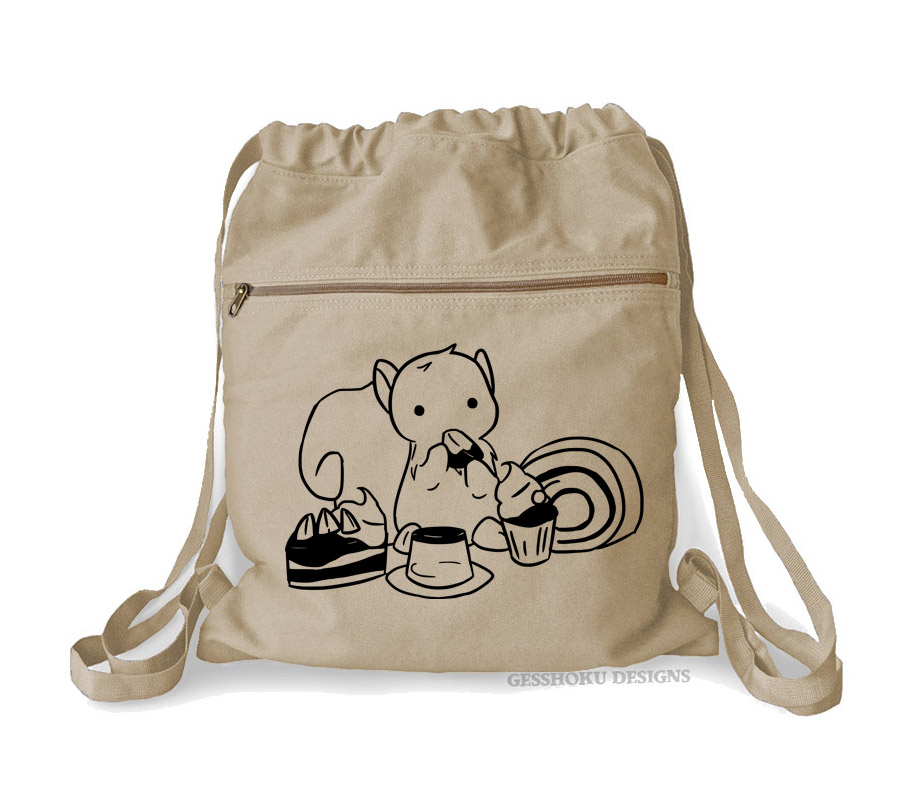 Squirrels and Sweets Cinch Backpack - Natural
