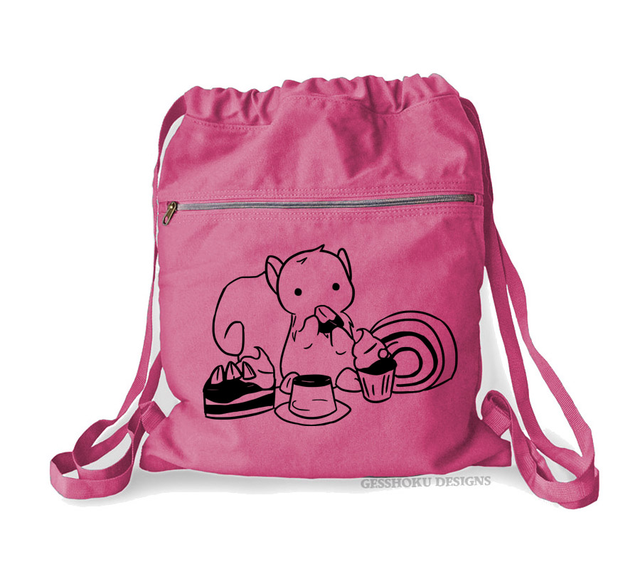 Squirrels and Sweets Cinch Backpack - Raspberry
