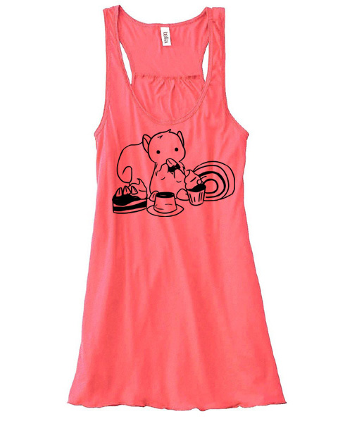 Squirrels and Sweets Flowy Tank Top - Coral