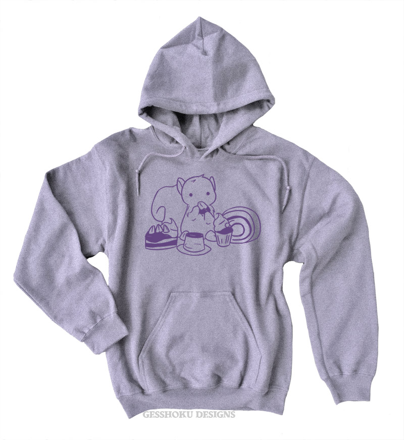 Squirrels and Sweets Pullover Hoodie - Light Grey