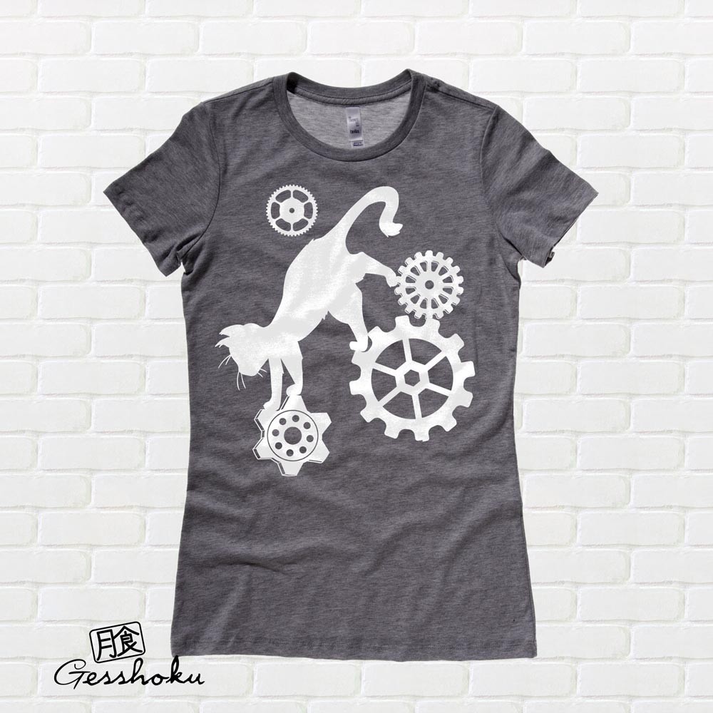 Steampunk Cat Ladies T-shirt - Charcoal Grey