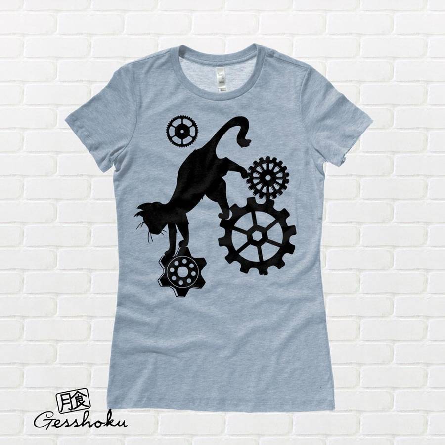 Steampunk Cat Ladies T-shirt - Heather Blue