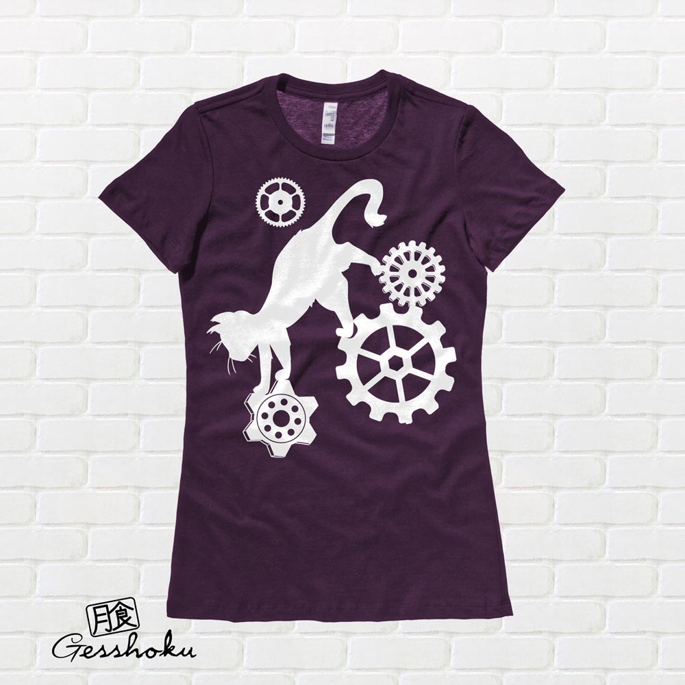 Steampunk Cat Ladies T-shirt - Plum