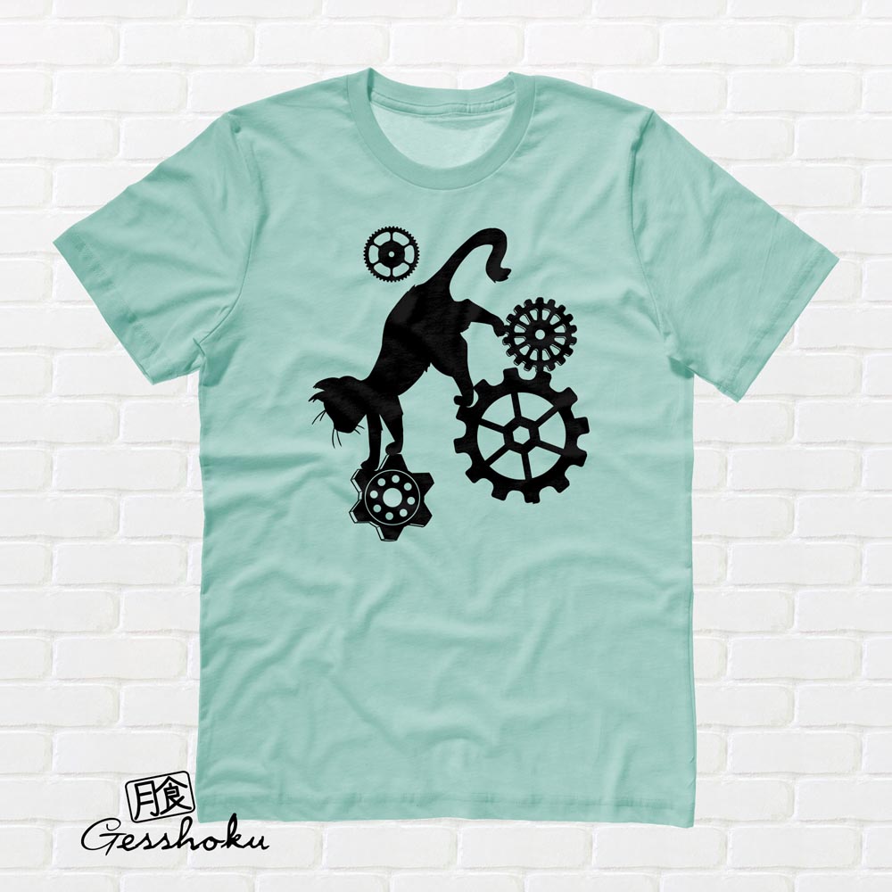 Steampunk Cat T-shirt - Mint
