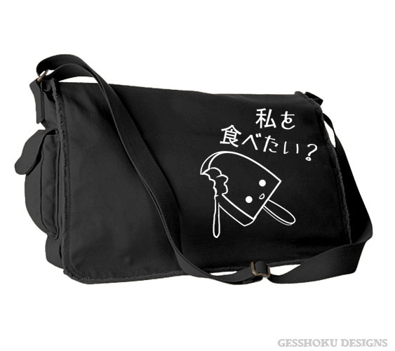 Eat Me? Kawaii Popsicle Messenger Bag (white/black)