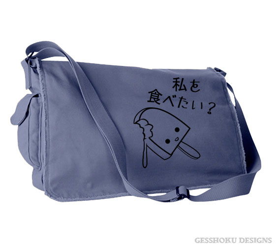Eat Me? Kawaii Popsicle Messenger Bag - Denim Blue