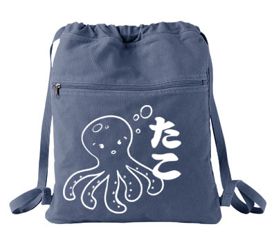 I Love TAKO - Kawai Octopus Cinch Backpack - Denim Blue