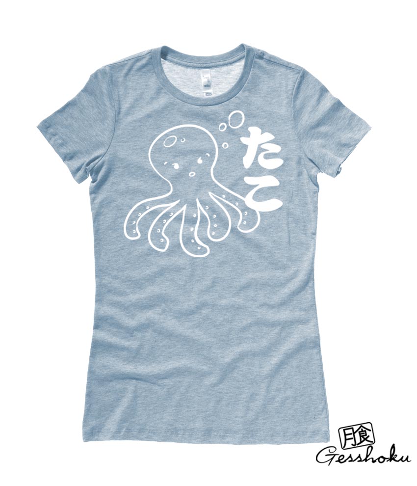 I Love TAKO - Kawaii Octopus Ladies T-shirt - Light Blue