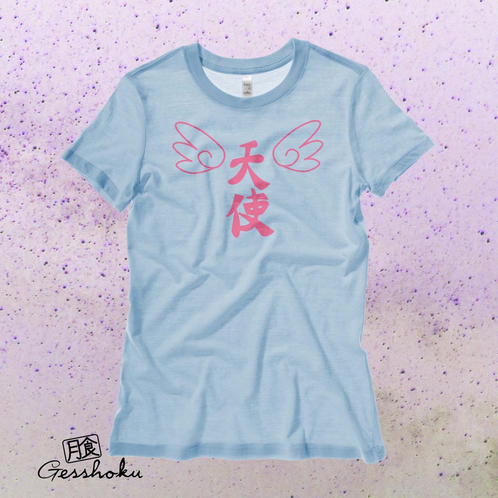Tenshi Angel Kanji Ladies T-shirt - Light Blue