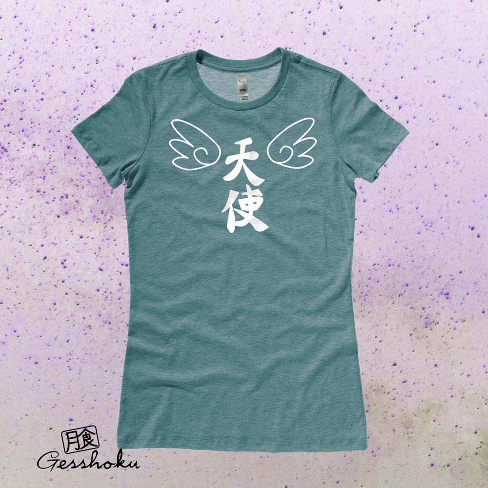 Tenshi Angel Kanji Ladies T-shirt - Dark Heather Teal