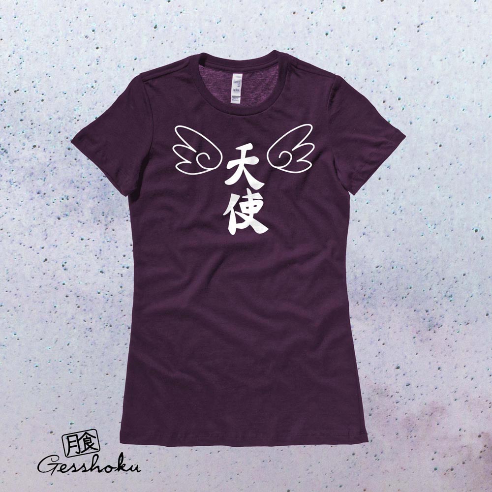 Tenshi Angel Kanji Ladies T-shirt - Plum
