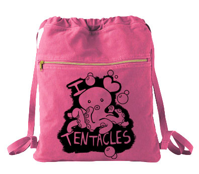 I Love Tentacles Cinch Backpack - Raspberry