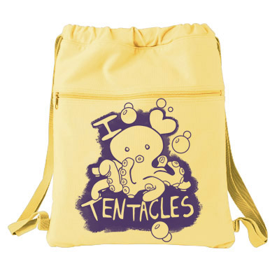I Love Tentacles Cinch Backpack - Yellow