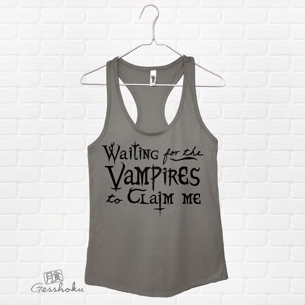 Waiting for the Vampires to Claim Me Flowy Tank Top - Charcoal Grey