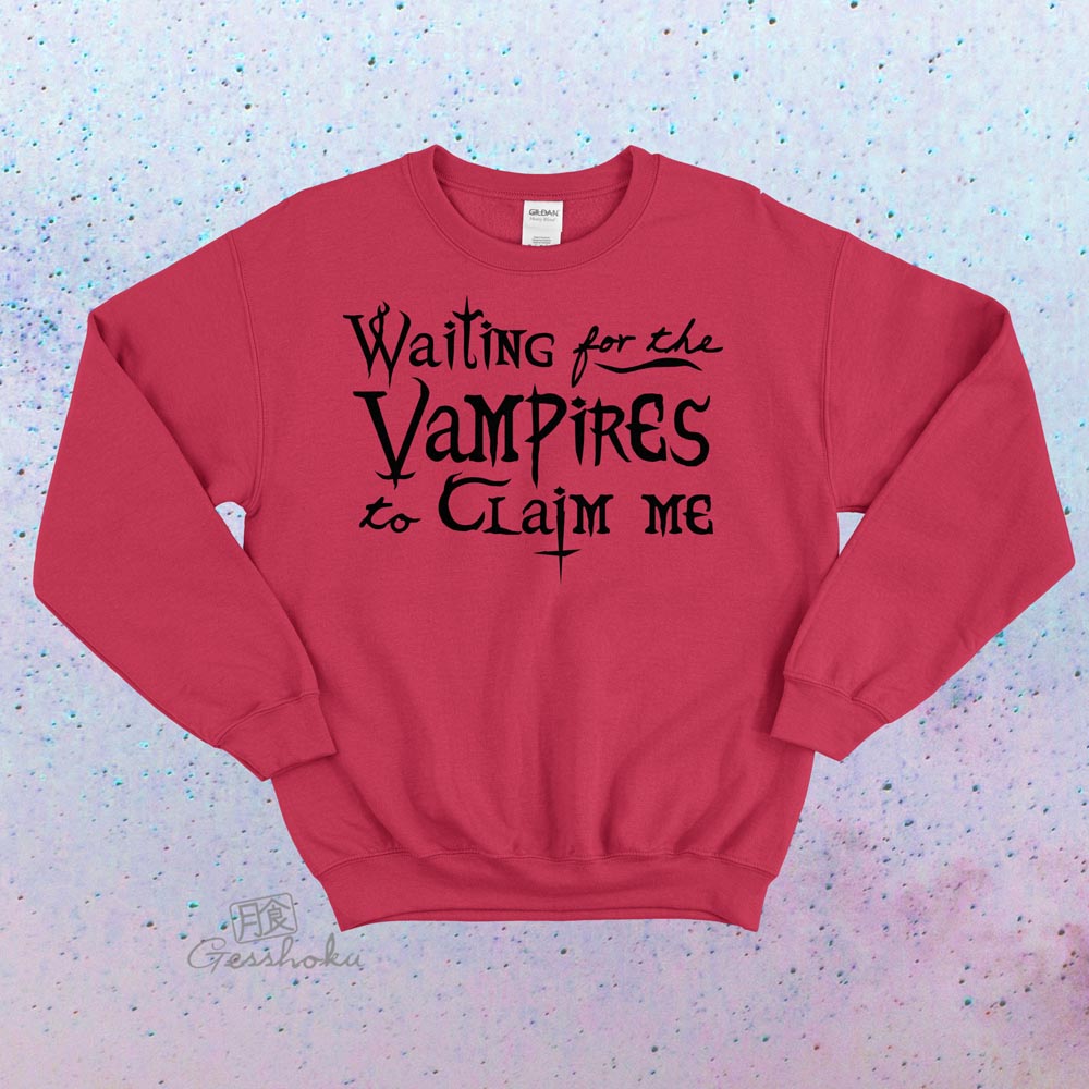 Waiting for the Vampires Crewneck Sweatshirt - Red