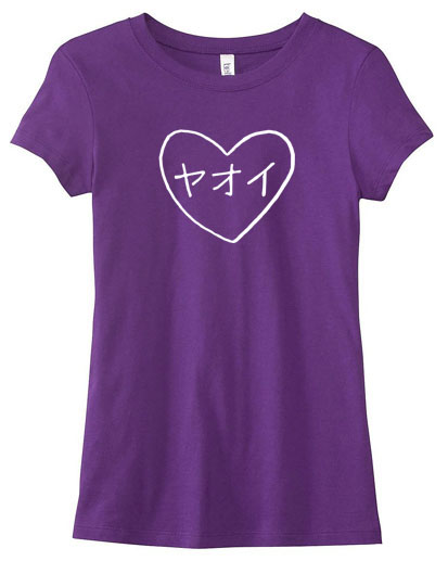 Yaoi Heart Katakana Ladies T-shirt - Purple
