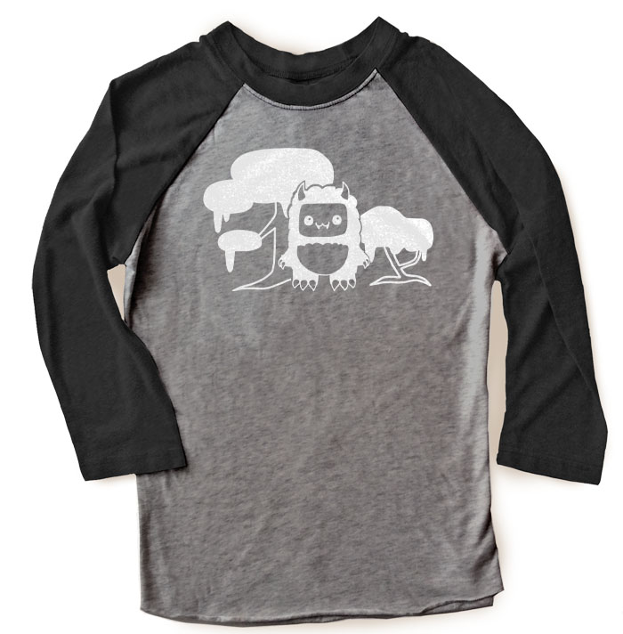 Tricky Yeti's Magical Forest Raglan T-shirt - Black/Charcoal Grey