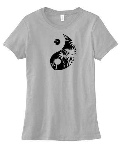Asian Pattern Yin Yang Ladies T-shirt - Light Grey