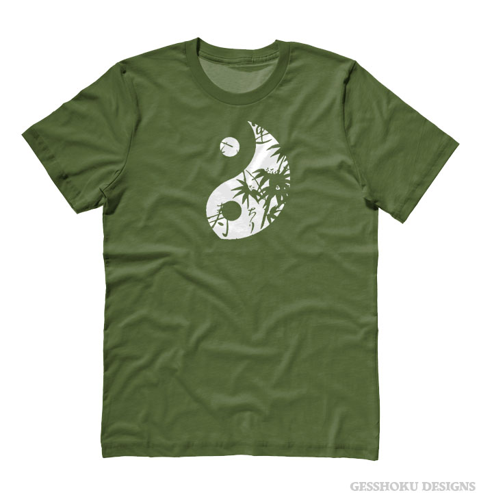 Asian Pattern Yin Yang T-shirt - Olive Green
