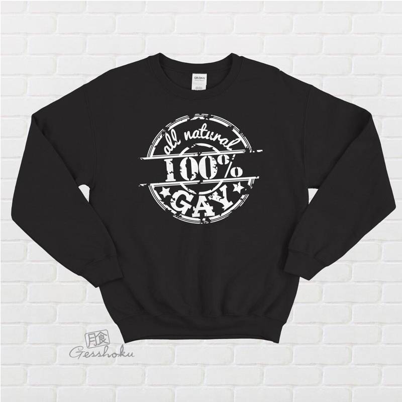 100% All Natural Gay Crewneck Sweatshirt - Black