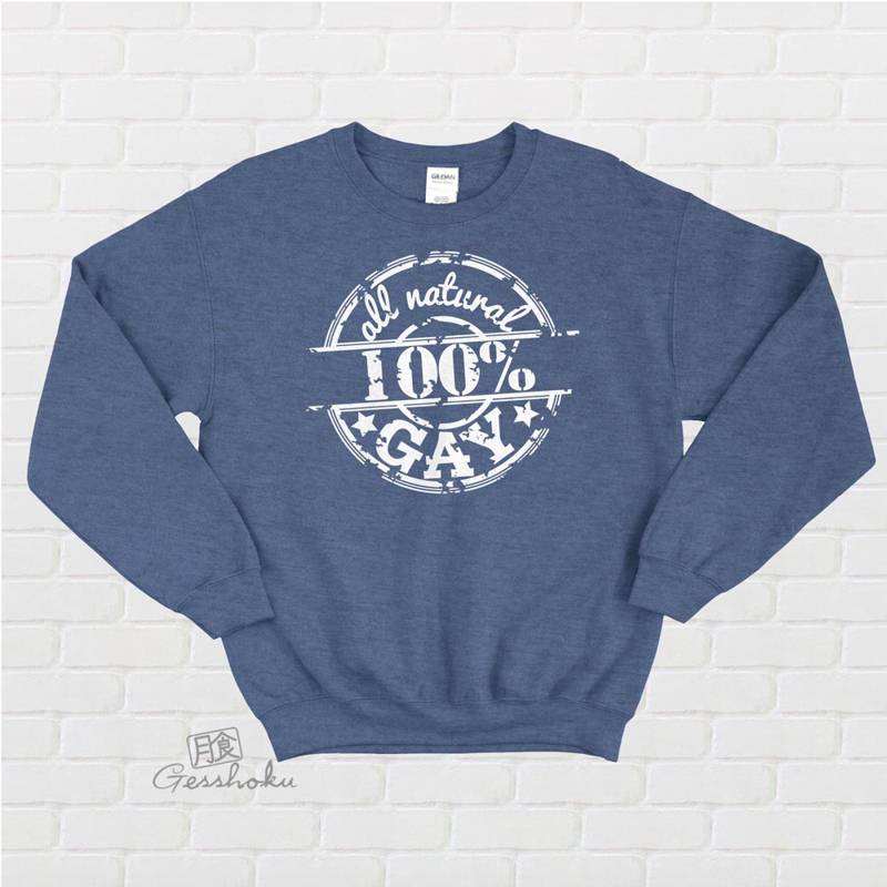 100% All Natural Gay Crewneck Sweatshirt - Heather Blue