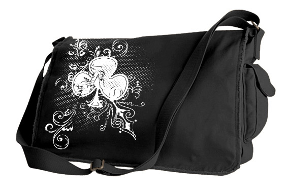 Ace of Clovers Messenger Bag - Black