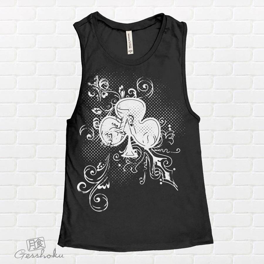 Ace of Clovers Sleeveless Tank Top - Black