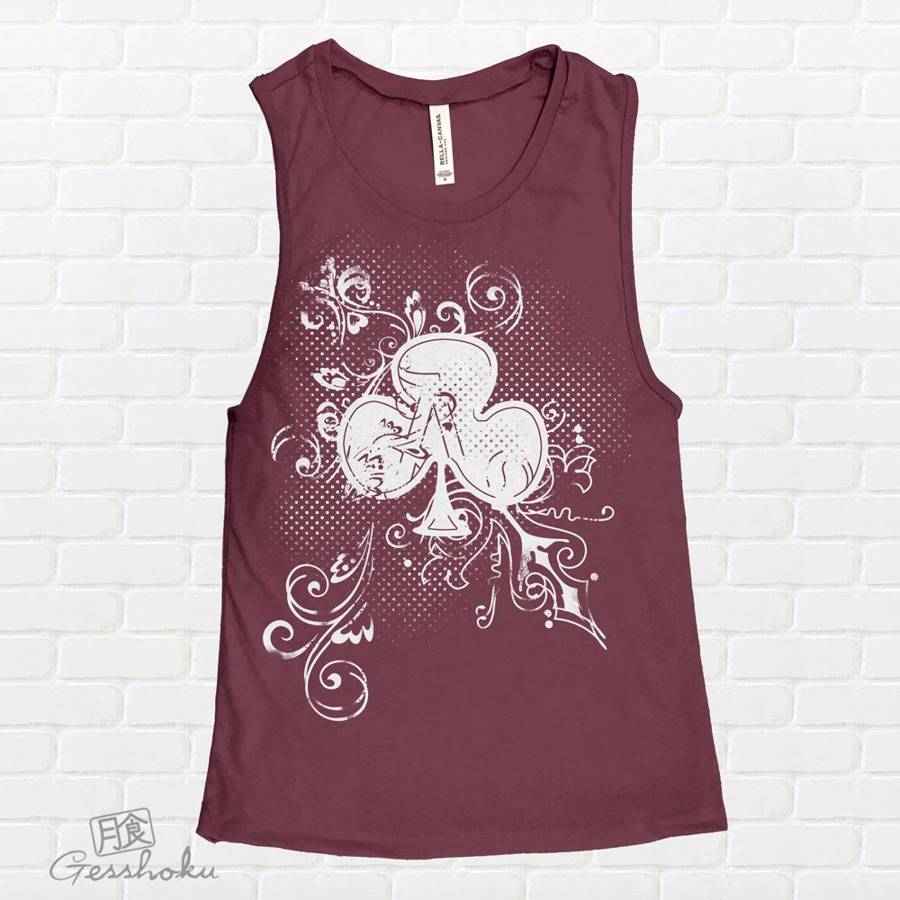 Ace of Clovers Sleeveless Tank Top - Maroon