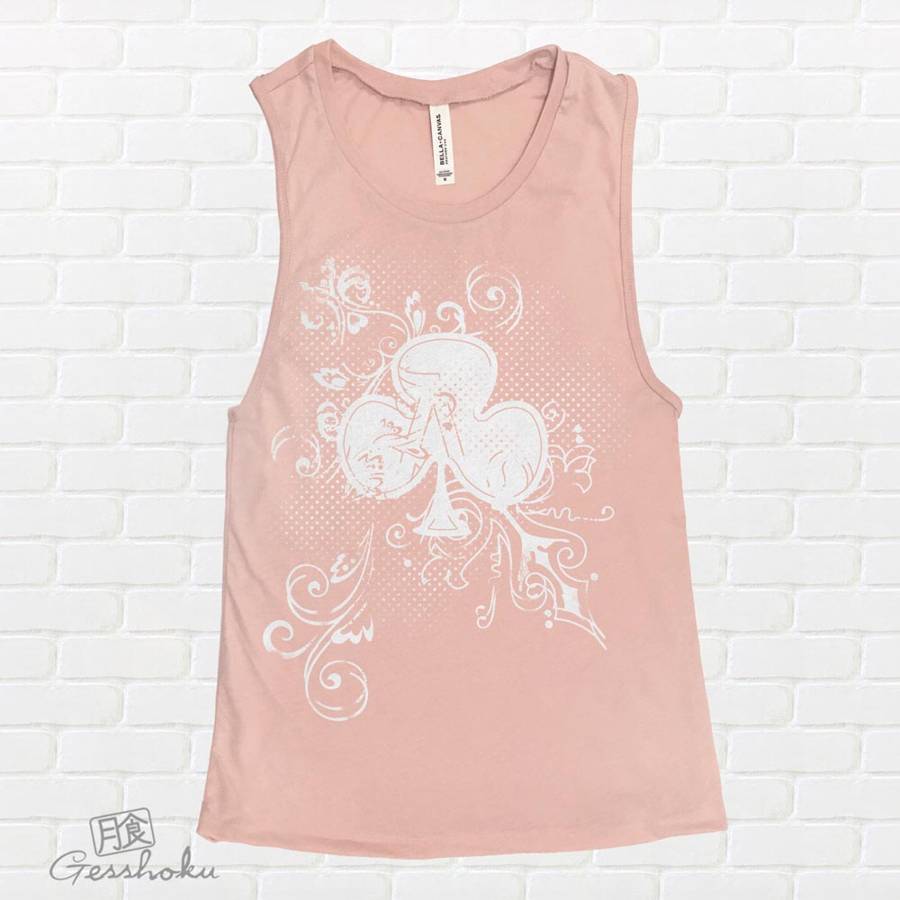 Ace of Clovers Sleeveless Tank Top - Peach