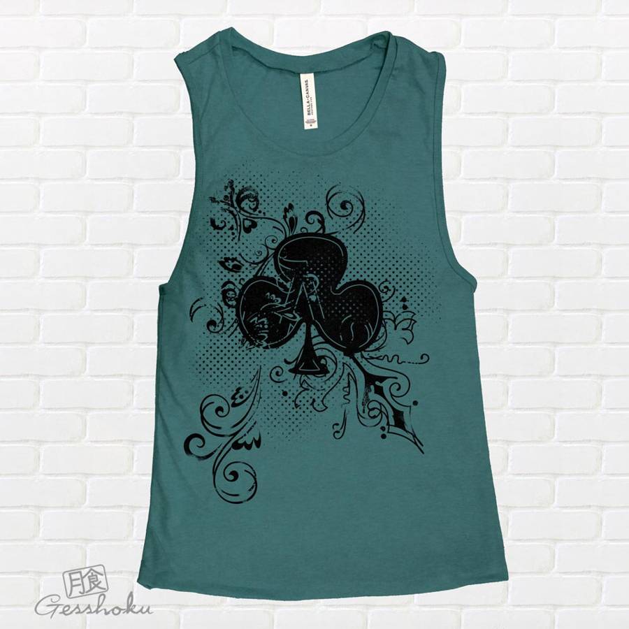 Ace of Clovers Sleeveless Tank Top - Dark Heather Teal