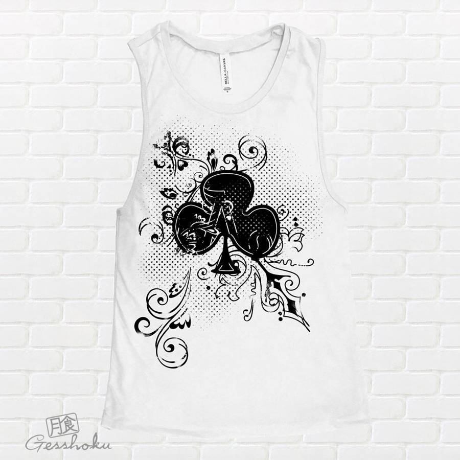 Ace of Clovers Sleeveless Tank Top - White