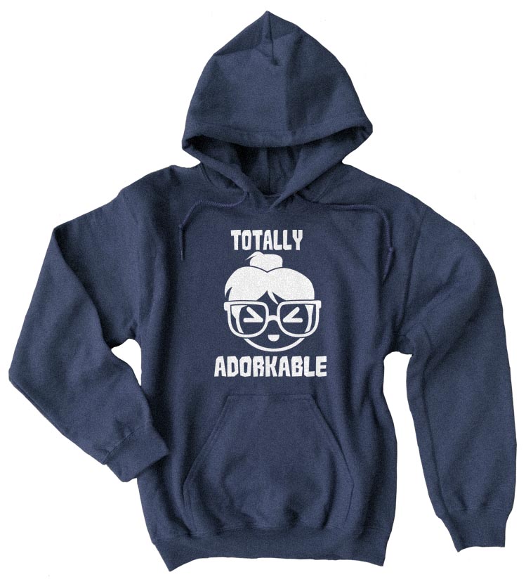 Totally Adorkable Pullover Hoodie - Heather Navy