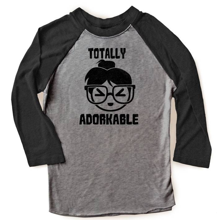 Totally Adorkable Raglan Long Sleeve T-shirt - Black/Charcoal Grey