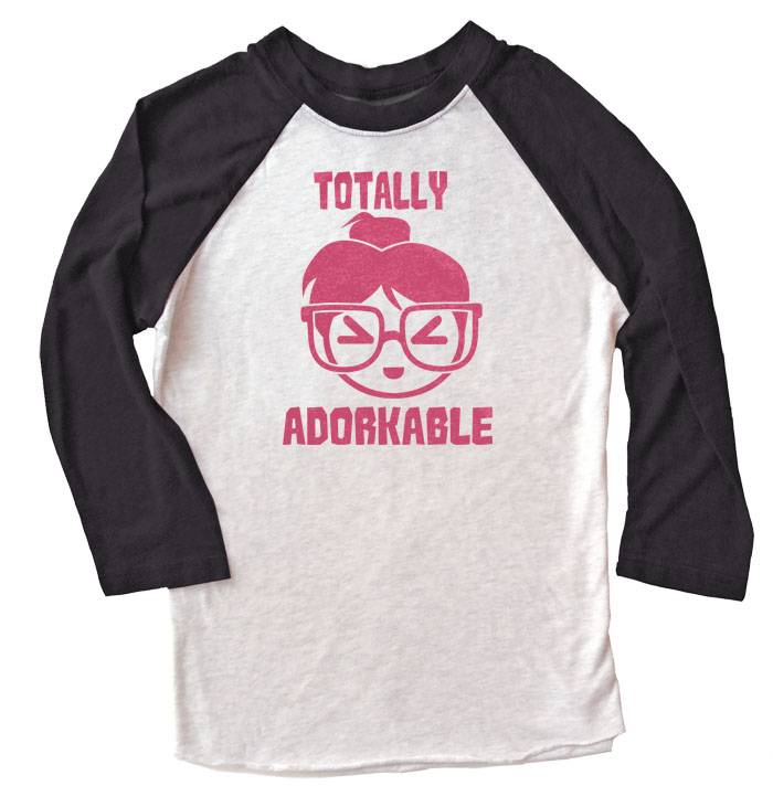 Totally Adorkable Raglan Long Sleeve T-shirt - Black/White