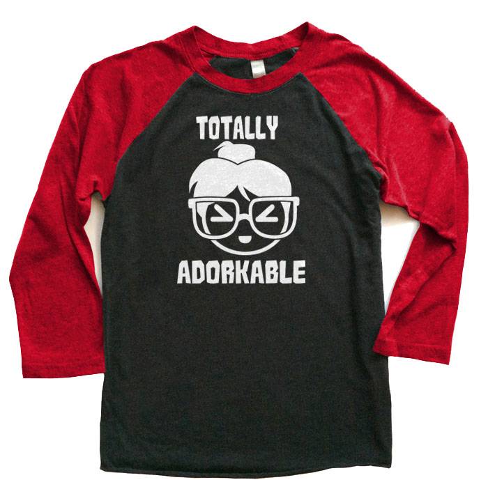 Totally Adorkable Raglan Long Sleeve T-shirt - Red/Black