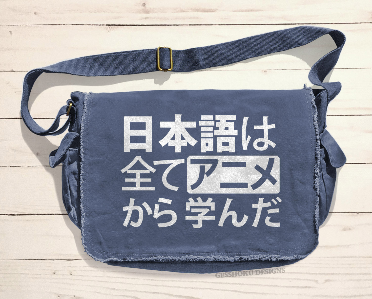 All My Japanese I Learned from Anime Messenger Bag - Denim Blue