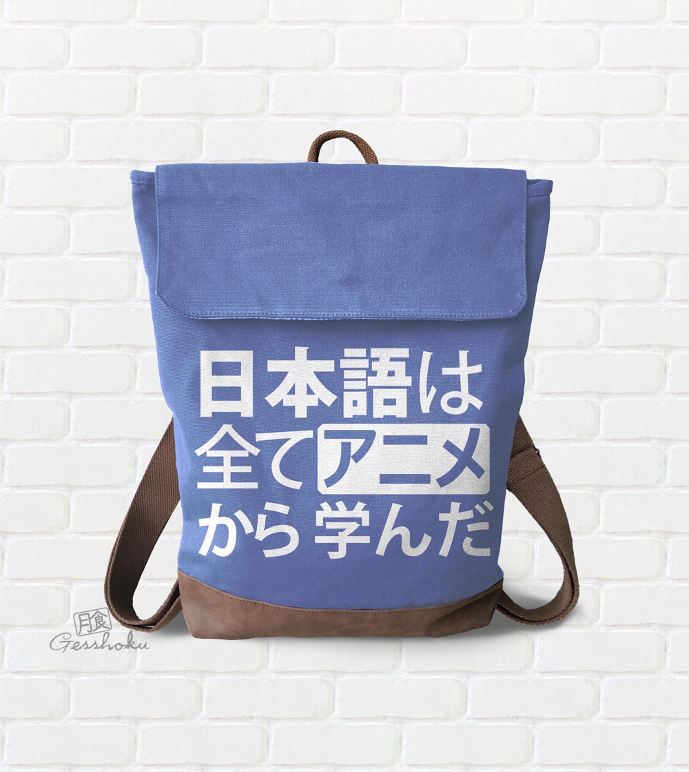 All My Japanese I Learned From Anime Zippered Rucksack - Blue
