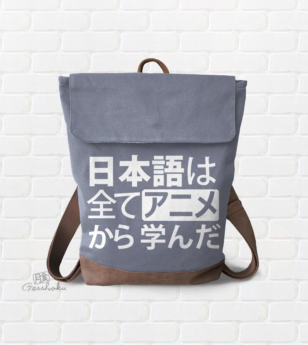 All My Japanese I Learned From Anime Zippered Rucksack - Smoke Grey