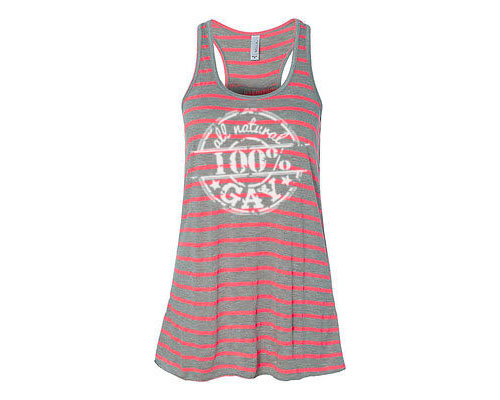 100% All Natural Gay Flowy Tank Top - Pink/Grey Stripe
