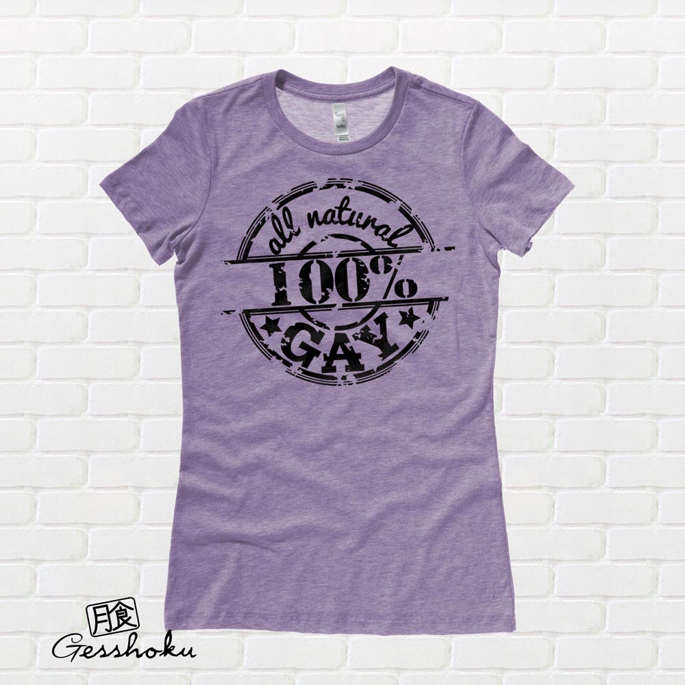 100% All Natural Gay Ladies T-shirt - Heather Purple