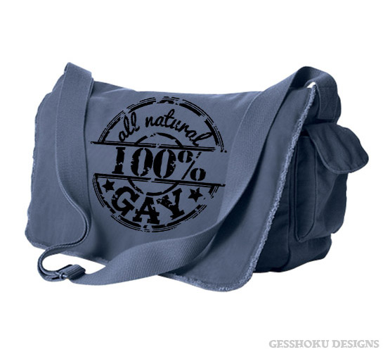 100% All Natural Gay Messenger Bag - Denim Blue