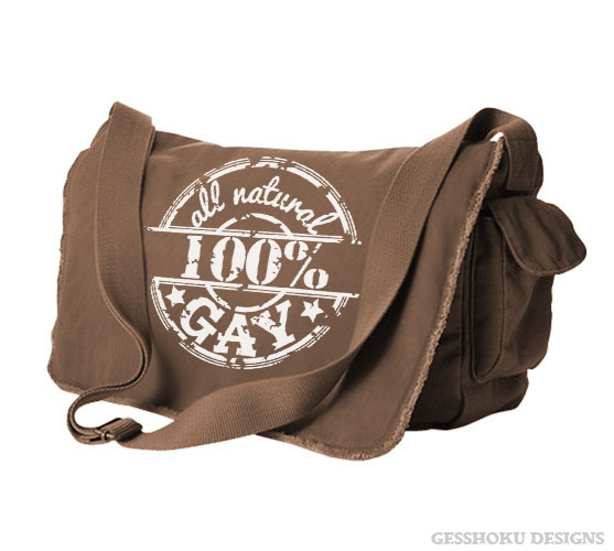 100% All Natural Gay Messenger Bag - Brown