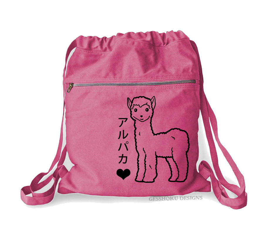 Alpaca Love Cinch Backpack - Raspberry