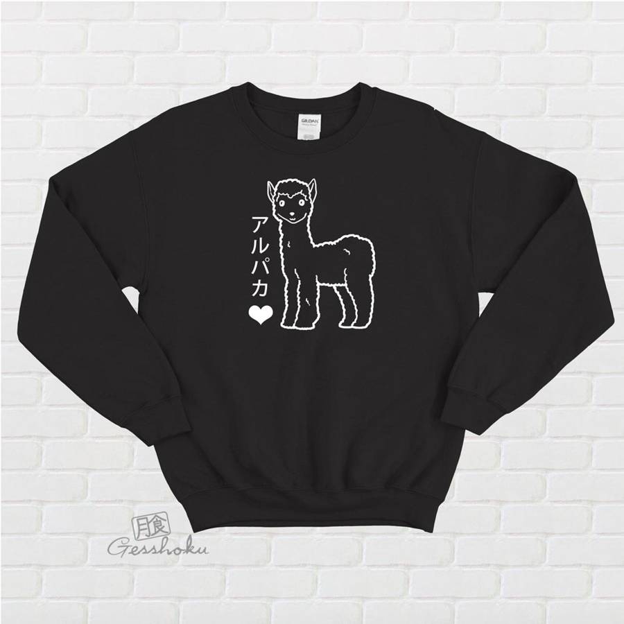 Alpaca Love Crewneck Sweatshirt - Black