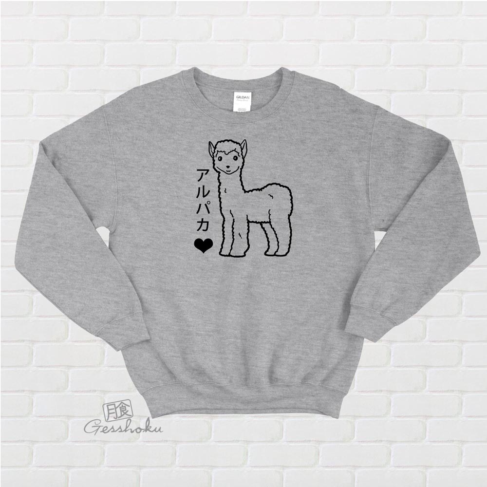 Alpaca Love Crewneck Sweatshirt - Light Grey