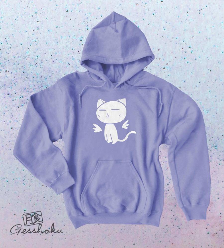 Angel Wings Kawaii Kitty Pullover Hoodie - Violet