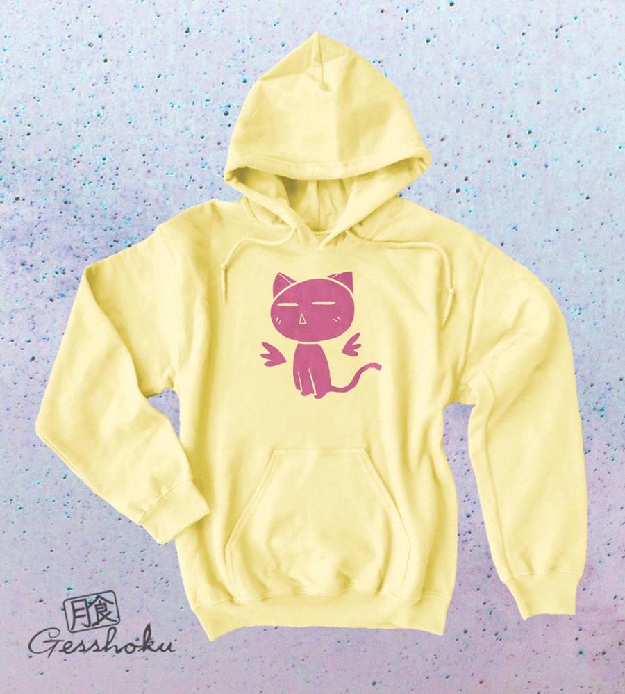 Angel Wings Kawaii Kitty Pullover Hoodie - Yellow